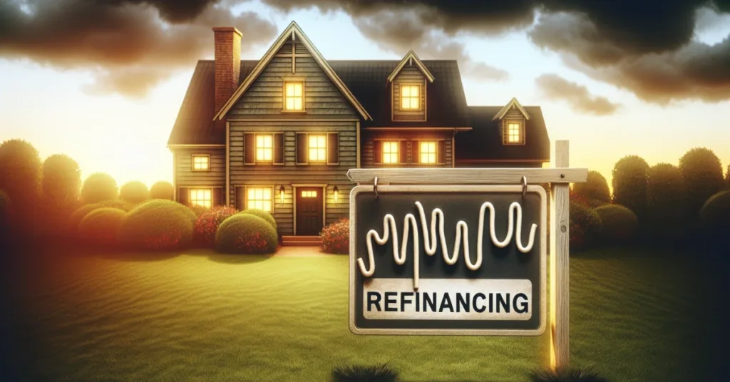 House with Refinancing Sign Outside